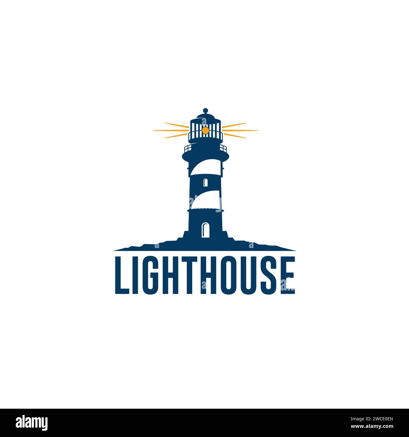 LIHGTHOUSE OCEAN LOGO DESIGN VETTORIALE TEMPALTE Illustrazione Vettoriale