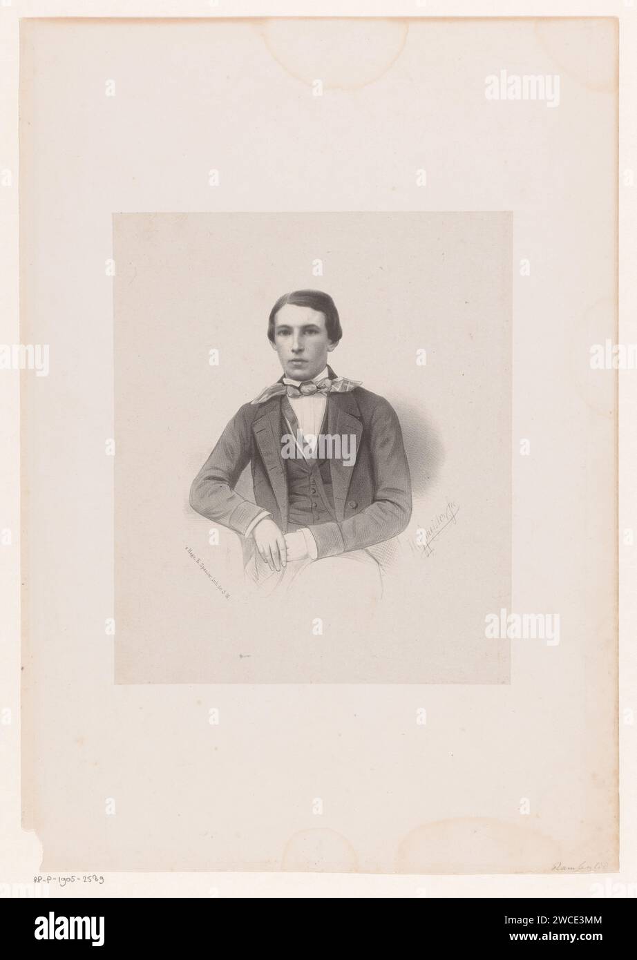 Ritratto di un uomo sconosciuto, possibile signor Rambaldo, Johan Hendrik Hoffmeister, c. 1851 - 1883 tipografia: Netherlandsprinter: The Hague paper. persone storiche (+ (ritratto completo) del busto) Foto Stock