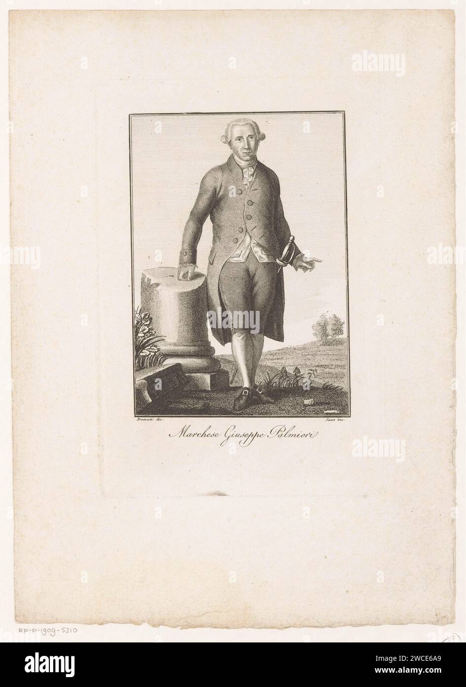 Portret Van Econoom Giuseppe Palmieri, Giovanni Antonio Sasso, dopo Antonio Bramati, 1809 - 1816 ca. Stampa Italia carta incisione / incisione personaggi storici Foto Stock