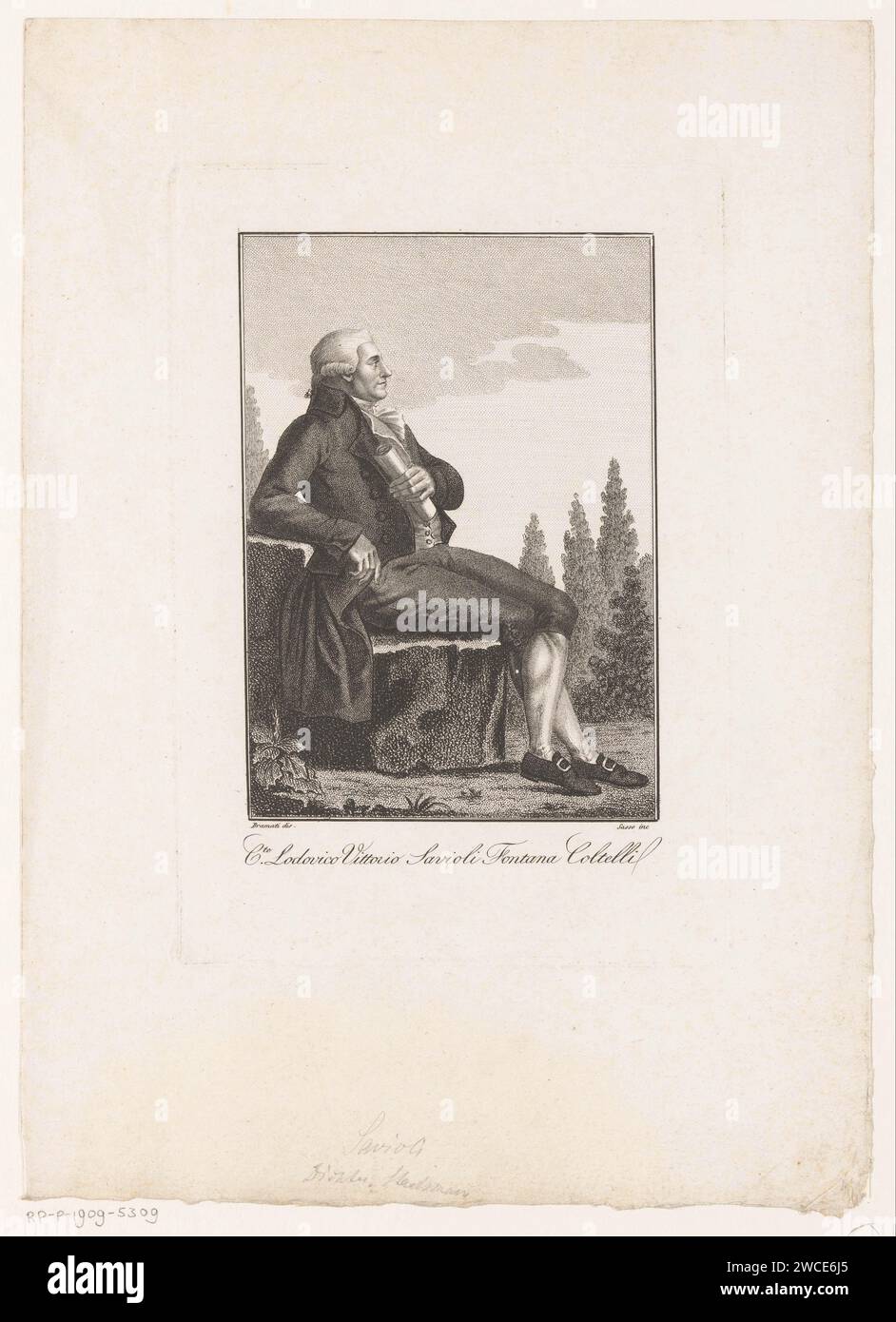 Portreret van Dichter enhier ludovico Gioli, Giovanni Antonio Sasso, art Antonio Gramati, 1809 - 1816 ca. Stampa Italia carta incisione / incisione personaggi storici. scrittore, poeta, autore Foto Stock