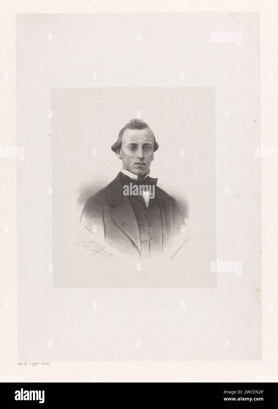 Ritratto di un uomo sconosciuto, Johan Hendrik Hoffmeister, 1851 - c. 1883 tipografo: Netherlandsprinter: The Hague paper. persone storiche (+ (ritratto completo) del busto) Foto Stock