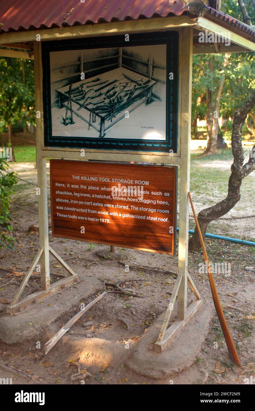 Capannone di stoccaggio Killing Tools, Choung EK genocidal Center, Phnom Penh, Cambogia. Foto Stock