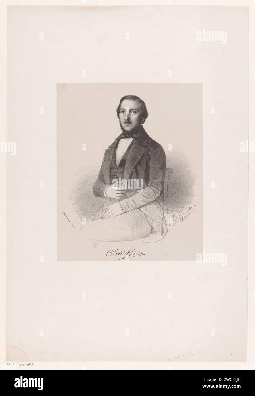 PortraT van Cornelis Schiffer, Johan Hendrik Hoffmeister, 1833 - 1891 tipografia: Netherlandsprinter: The Hague paper. persone storiche (+ ritratto lungo tre quarti) Foto Stock