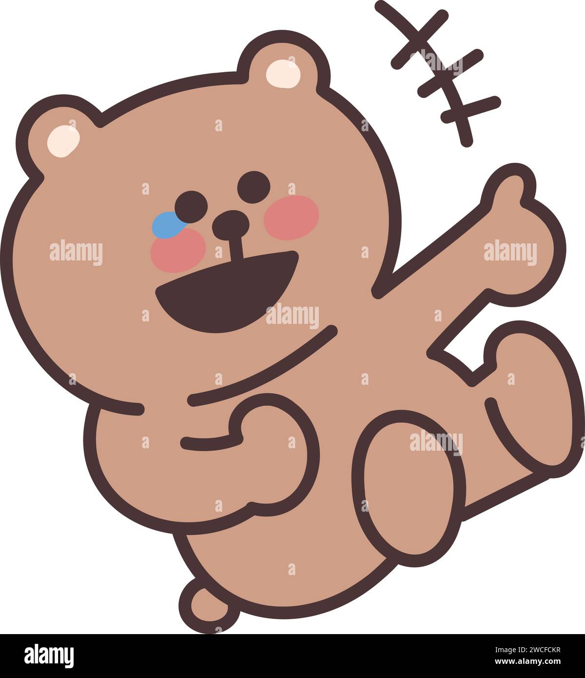 L'orso dei cartoni animati è esploso ridendo. Illustrazione vettoriale isolata su uno sfondo trasparente. Illustrazione Vettoriale