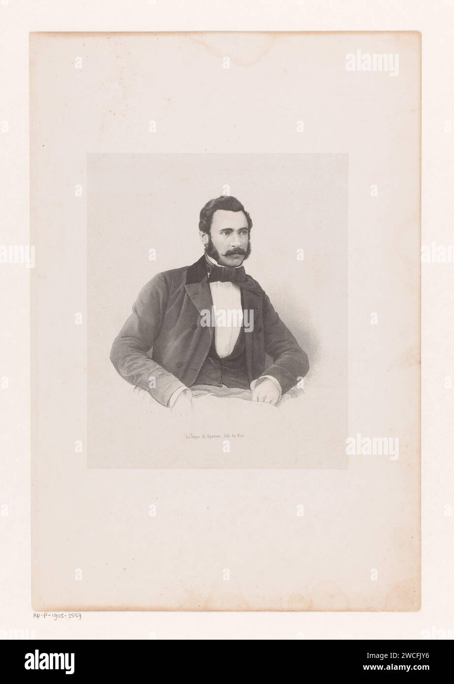 Ritratto di un uomo sconosciuto, Johan Hendrik Hoffmeister (attribuito a), 1851 - c. 1883 tipografo: Netherlandsprinter: The Hague paper. persone storiche (+ (ritratto completo) del busto) Foto Stock
