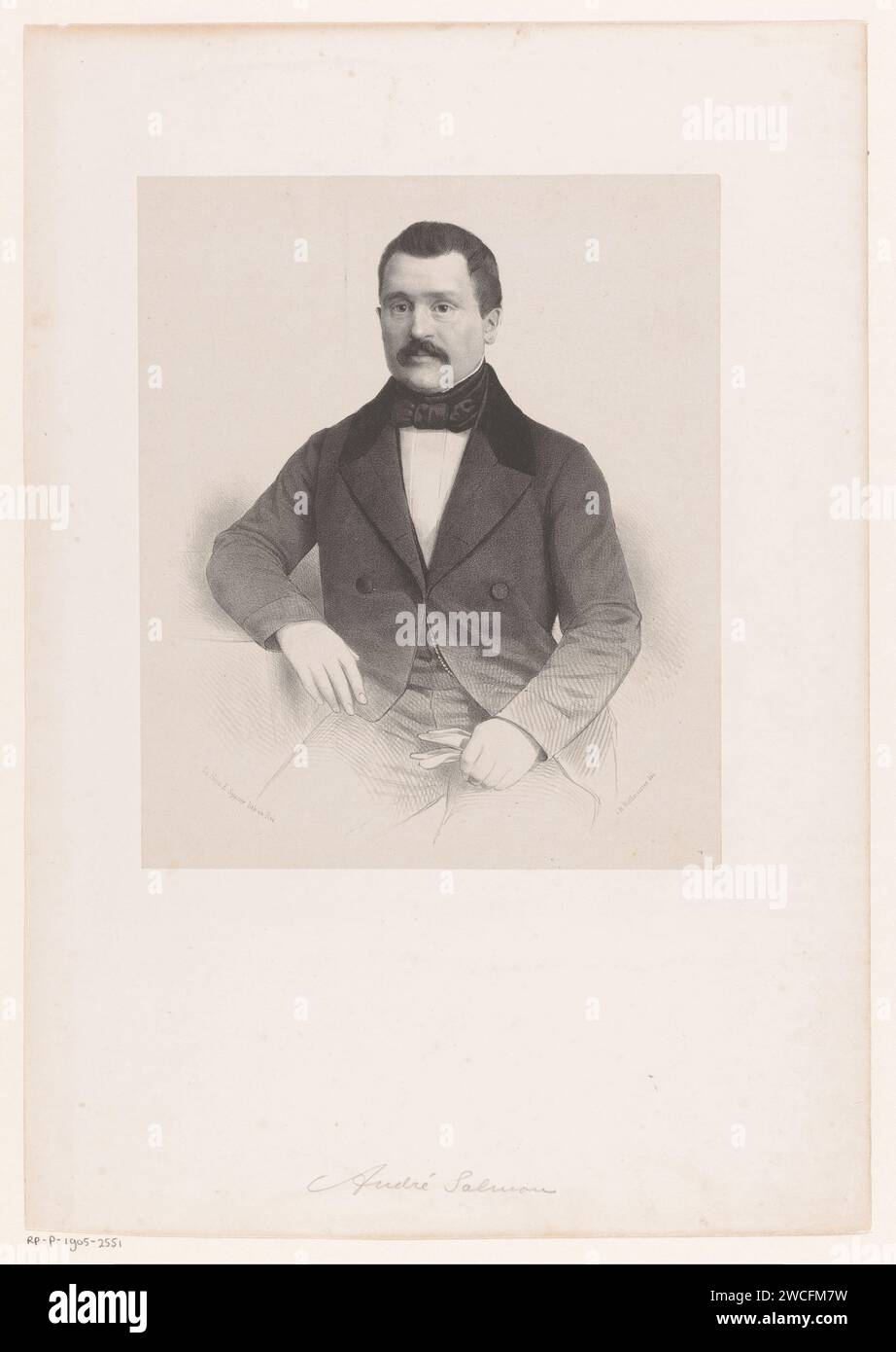 Ritratto di André Salmon, Johan Hendrik Hoffmeister, c. 1851 - 1883 tipografia: Netherlandsprinter: The Hague paper. persone storiche (+ (ritratto completo) del busto) Foto Stock