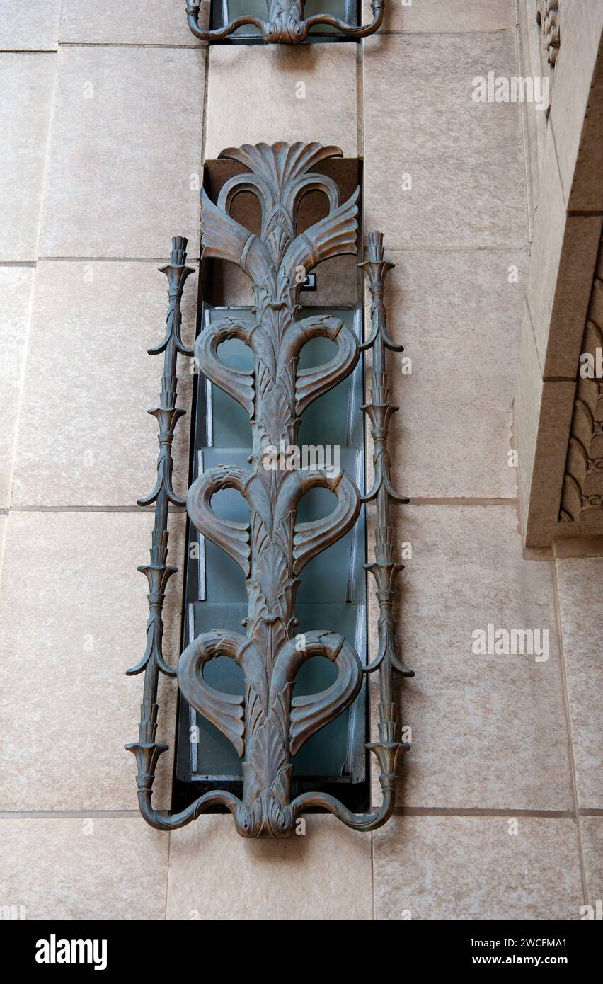 Dettagli Art Deco al 9° e Broadway nel centro di Los Angeles, CA, USA Foto Stock