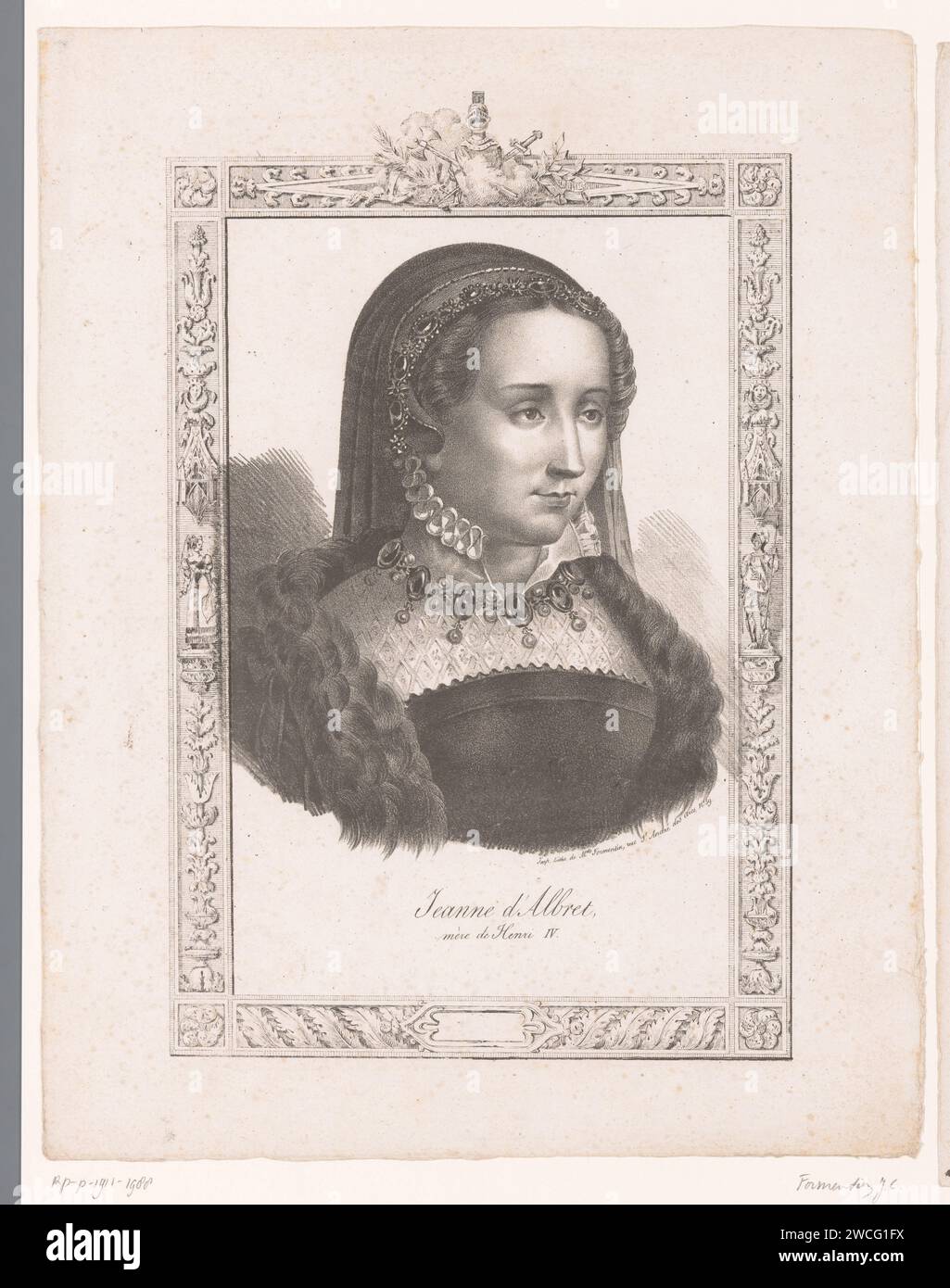 Portret van Jeanne d'Albret, Anonimo, Mademoiselle Formentin (Joséphine Clémence), 1824 - 1850 stampa Paris paper Historical Persons Foto Stock