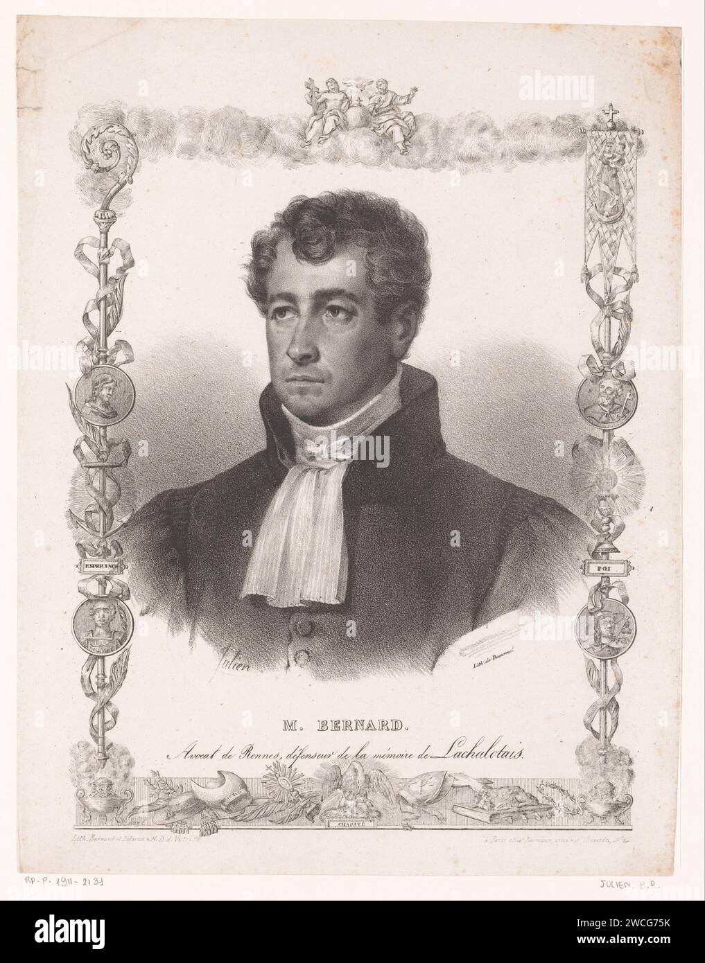 Portret van Joseph Bernard, Bernard Romain Julien, 1826 - 1829 stampa Paris paper Historical Persons Foto Stock