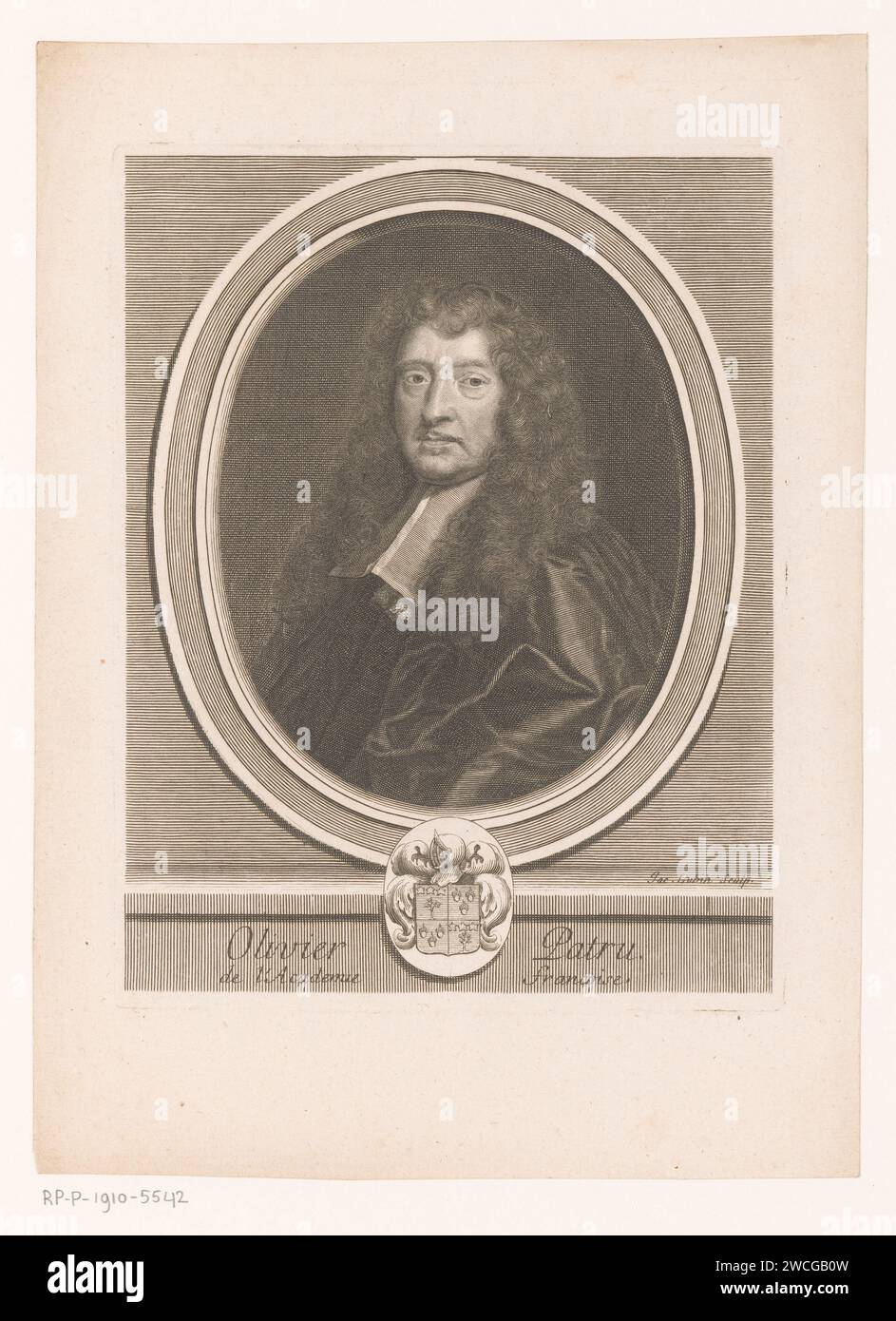 Ritratto Van Olivier Four, Jacques Lubin, 1696 - 1700 stampa Parigi incisione su carta / incisione di personaggi storici. ritratto di uno scrittore. avvocato, avvocato Foto Stock