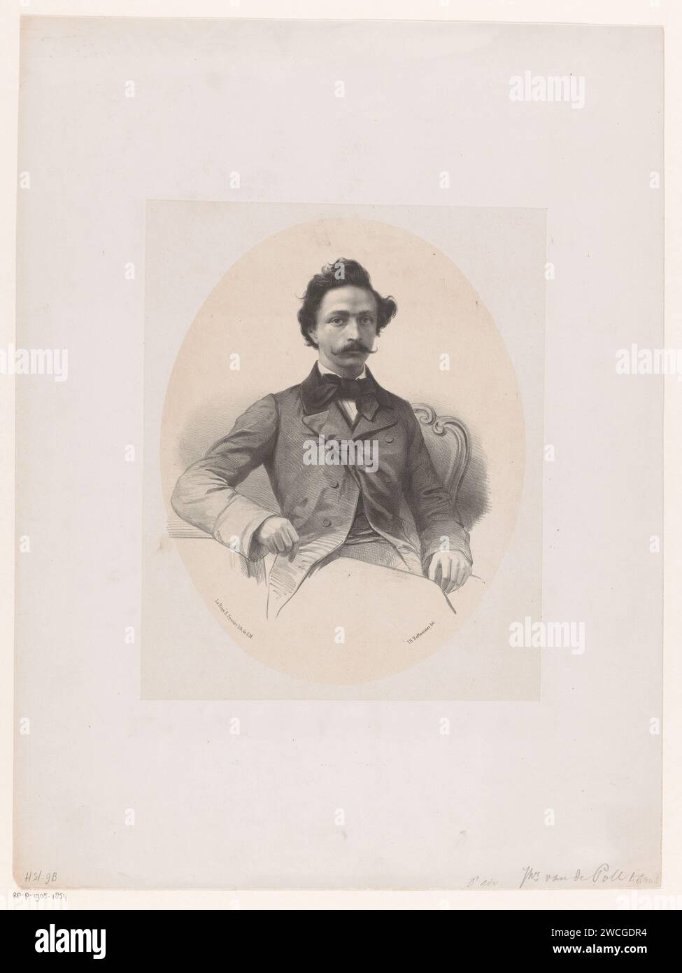 Ritratto di Frederik van de poll, Johan Hendrik Hoffmeister, c. 1851 - 1883 tipografia: Netherlandsprinter: The Hague paper. persone storiche (+ (ritratto completo) del busto) Foto Stock