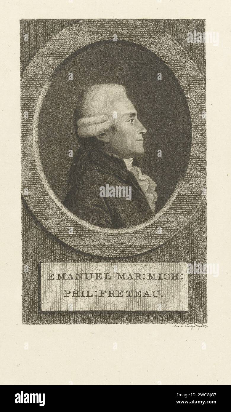 Ritratto di Emmanuel Marie Michel Philippe Fréteau de Saint Just, Lambertus Antonius Claessens, c. 1792 - c. 1808 stampa Amsterdam cartaceo incisione Foto Stock