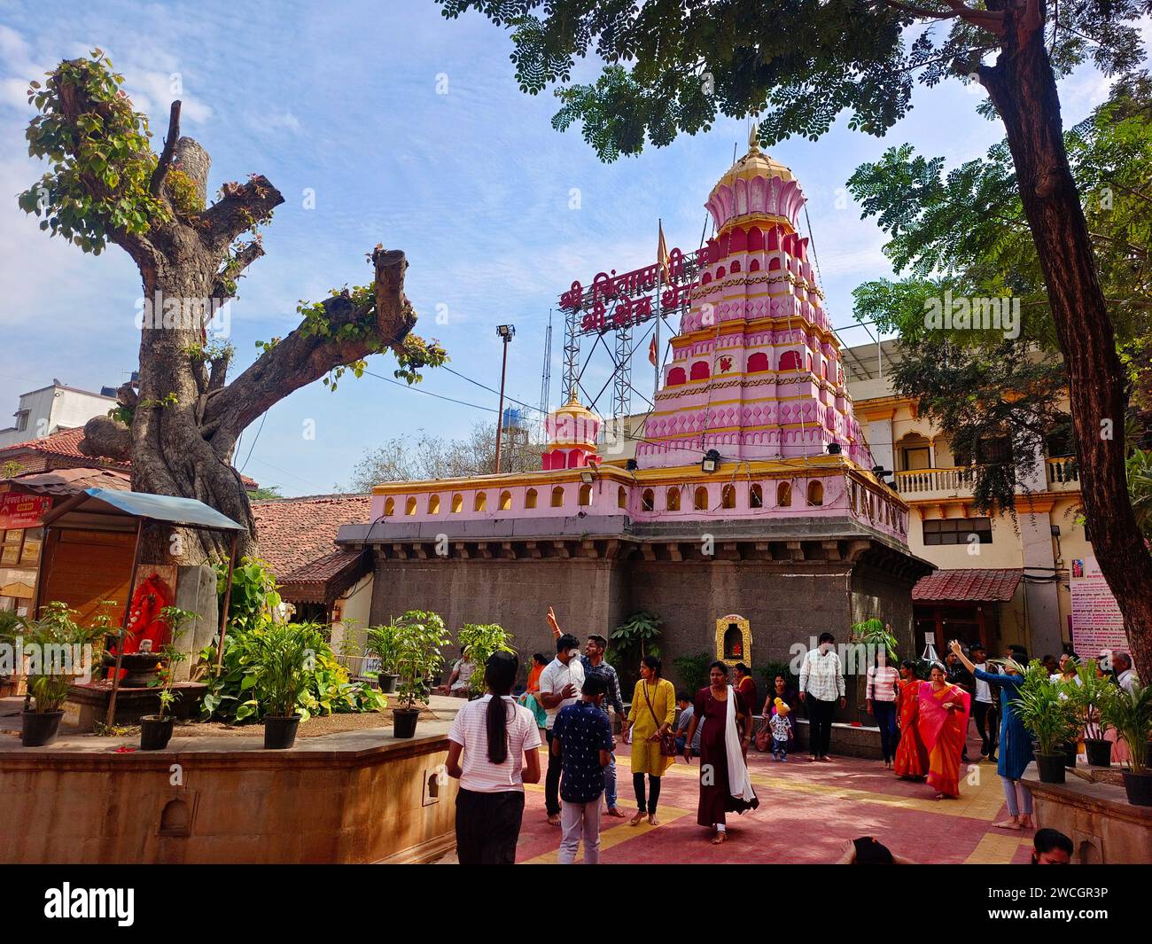 21 dicembre 2023, Shree Chintamani Ganpati Mandir, Theur, questo è il quinto tempio Ashtavinayak Ganpati di Ashtvinayak yatra. Foto Stock