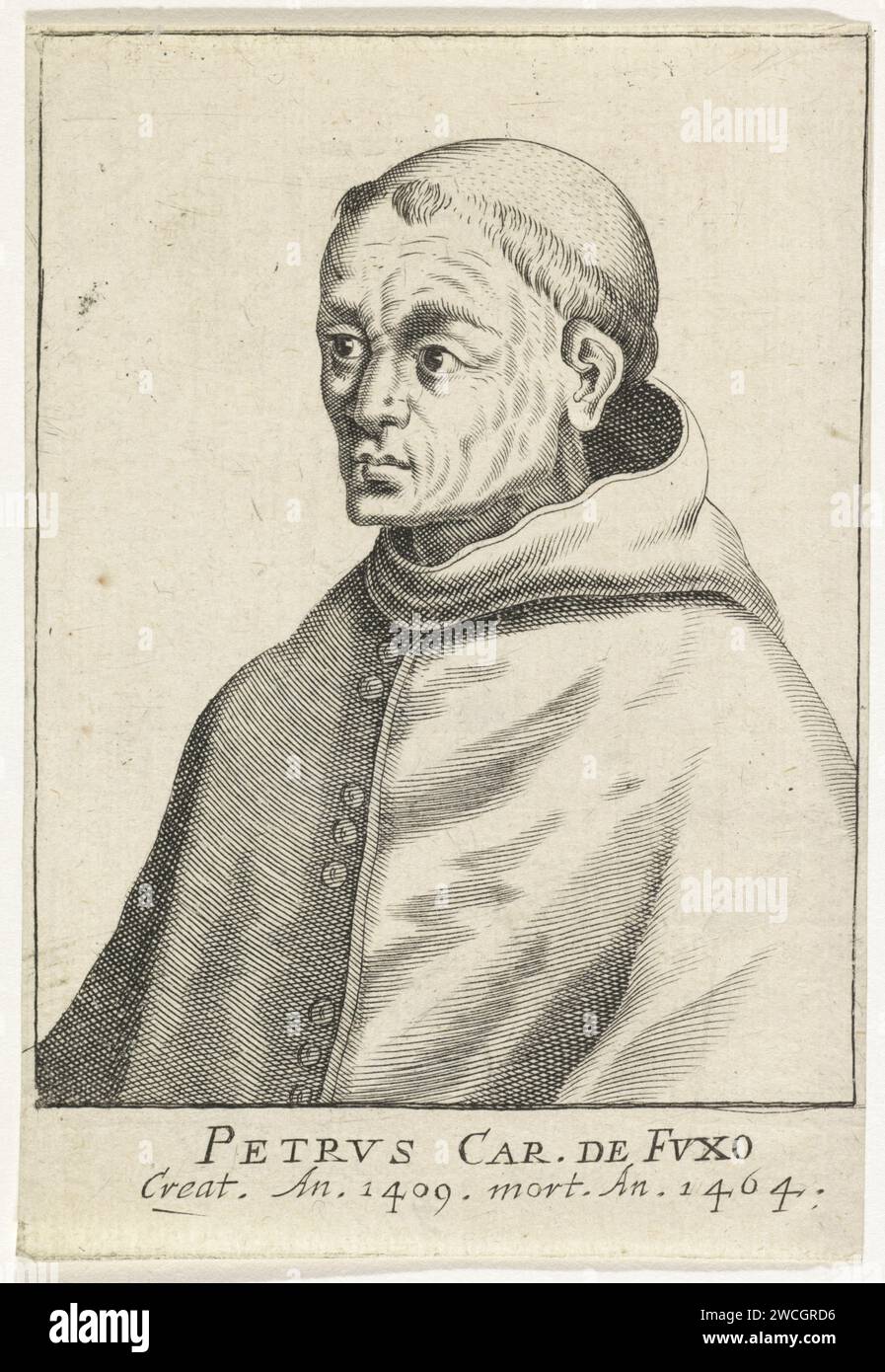 Ritratto del cardinale francese Pierre de Foix, Frans van den Wijngaerde, stampa del 1644 carta di Anversa incisione cardinale Foto Stock