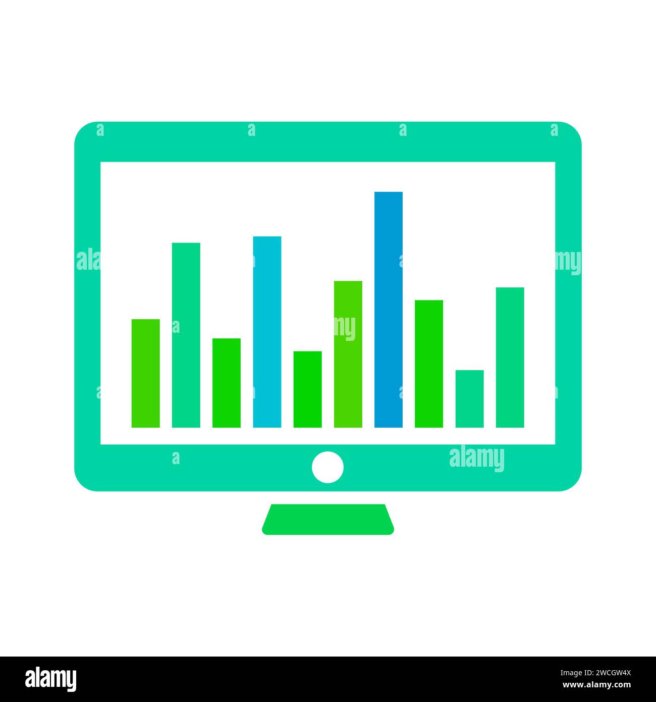 Monitor del computer con icona grafico a barre Illustrazione Vettoriale