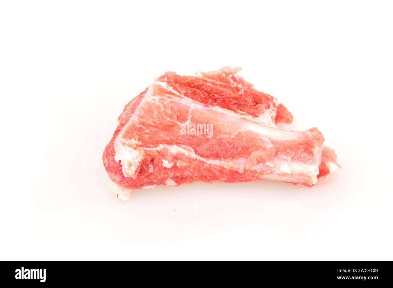 Sfondo bianco sulla carne fresca e immagini ravvicinate Foto Stock