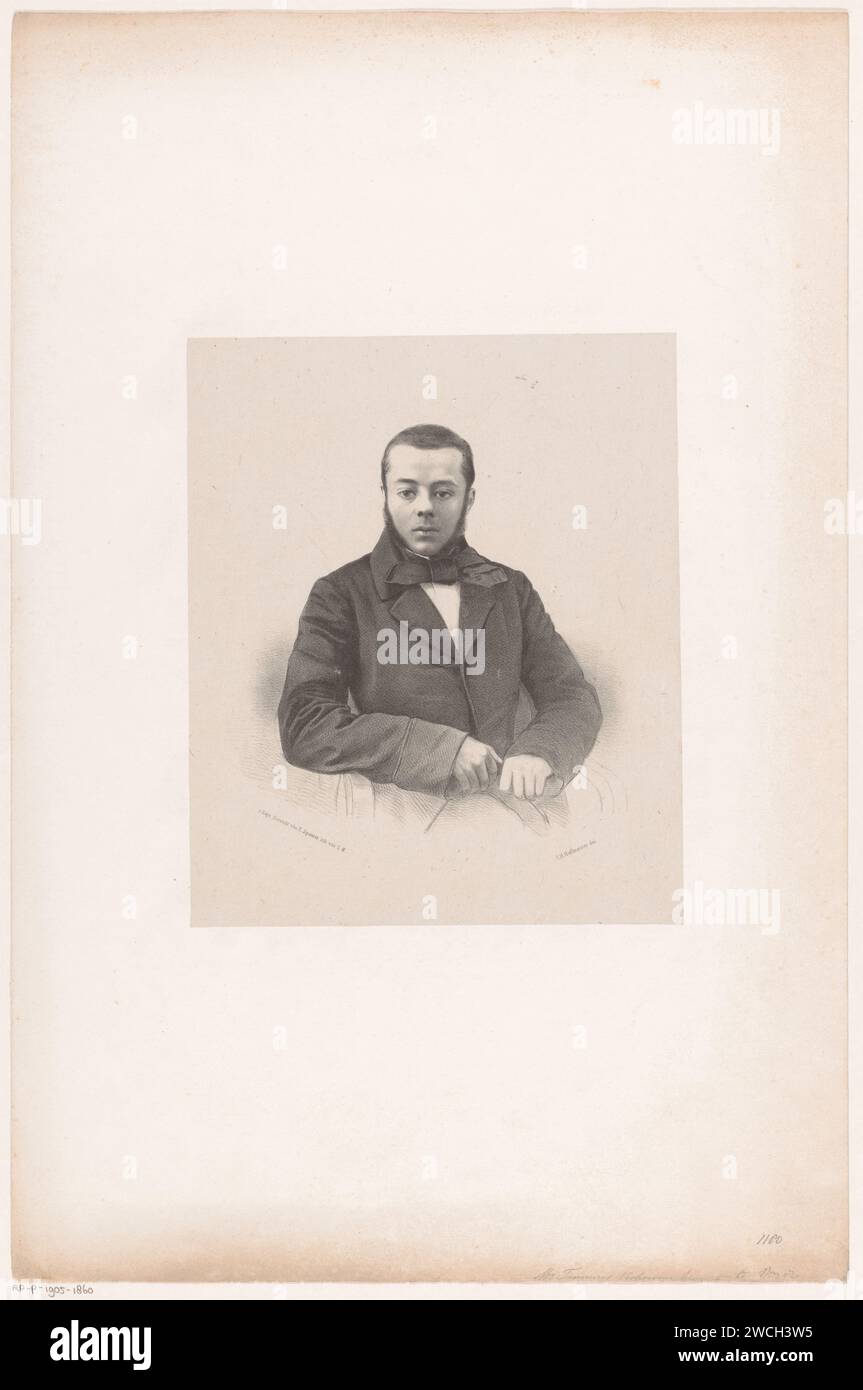 Ritratto di Pieter Francois Timmers Verhoeven, Johan Hendrik Hoffmeister, 1851 - c. 1883 stampatore: Netherlandsprinter: The Hague paper. persone storiche (+ (ritratto completo) del busto) Foto Stock