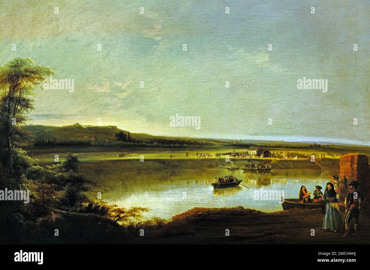 Attraversamento del Guadalquivir 1855 con Manuel Barrón y Carrillo 1814 - Siviglia, 1884 Andalusia Spagna spagnola Foto Stock