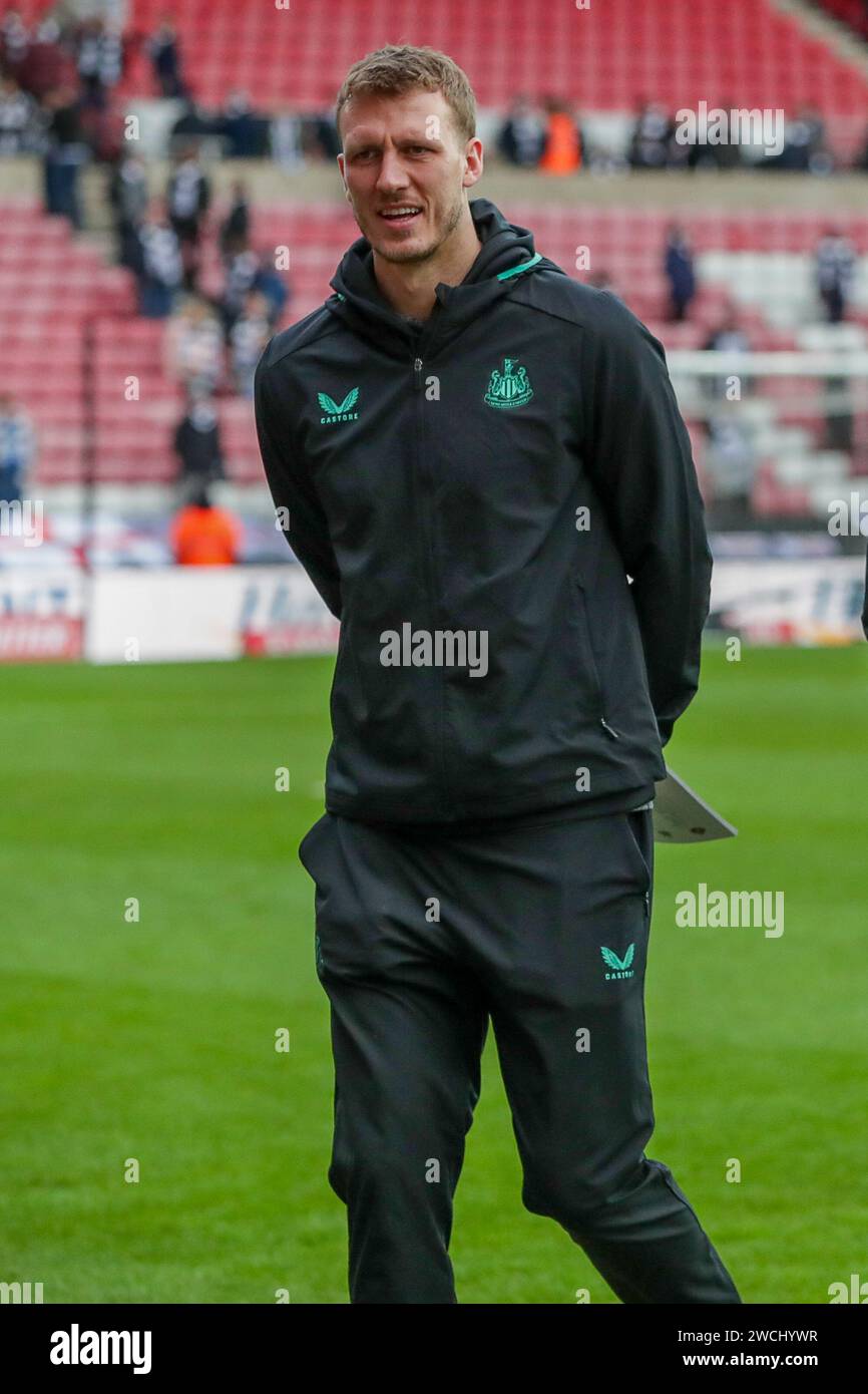 Dan Burn di Newcastle - Sunderland / Newcastle United, terzo round della Emirates fa Cup, Stadium of Light, Sunderland, Regno Unito - 6 gennaio 2024 solo per uso editoriale - si applicano restrizioni DataCo Foto Stock