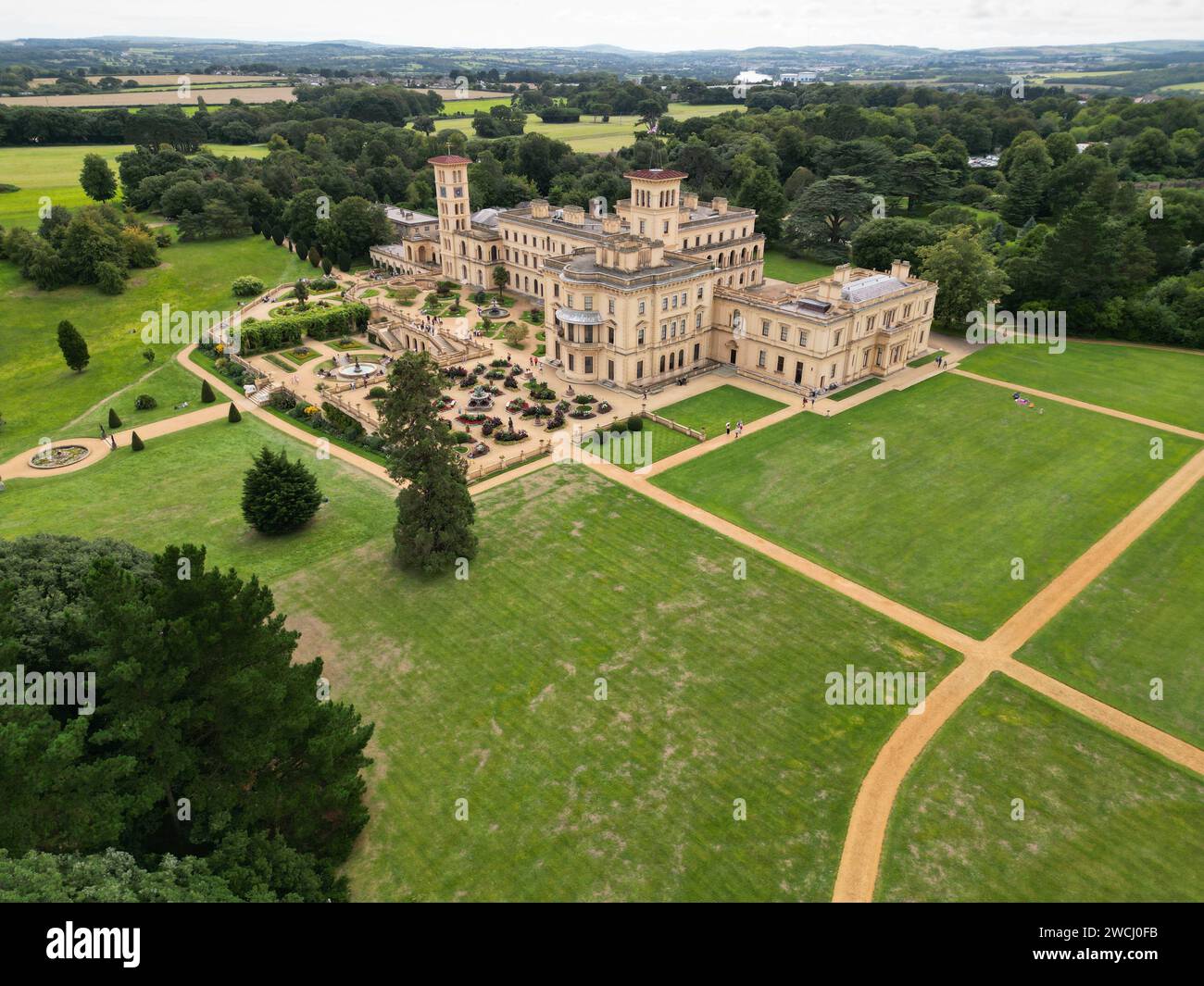 Osborne House, Isola di Wight, drone, aereo Foto Stock