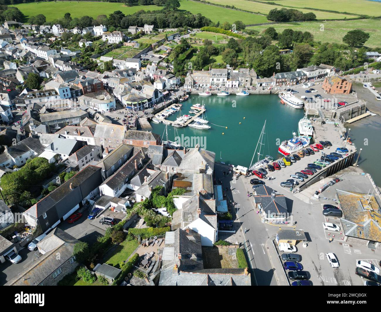 Padstow Cornovaglia UK drone , antenna , angolo alto Foto Stock