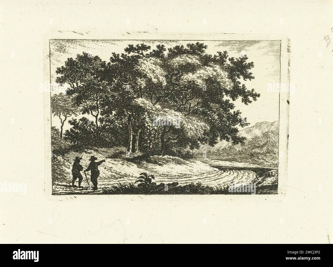 Paesaggio con escursionisti su Landweg, Johannes van Cuylenburgh, 1803 - 1841 stampa Olanda carta incisione strada, sentiero Foto Stock
