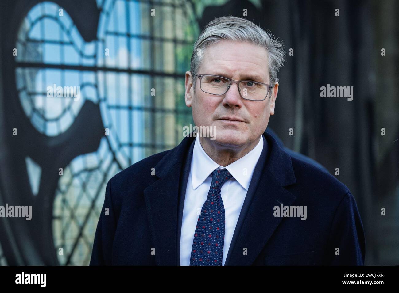 Londra, Regno Unito. 16 gennaio 2024. Sir Keir Starmer, leader del Partito Laburista, partecipa al servizio del Ringraziamento per l'ex presidente della camera dei comuni, Betty Boothroyd, morta l'anno scorso. Il servizio si tenne nella chiesa di St Margaret a Westminster. Crediti: Imageplotter/Alamy Live News Foto Stock