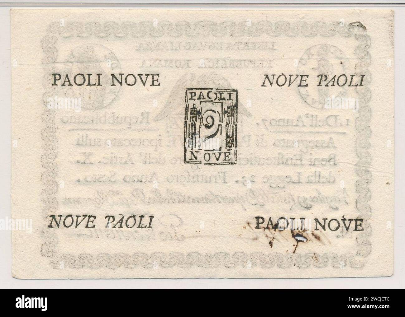 9 Paoli - Repubblica Romana (1798) Confuciani 04. Foto Stock