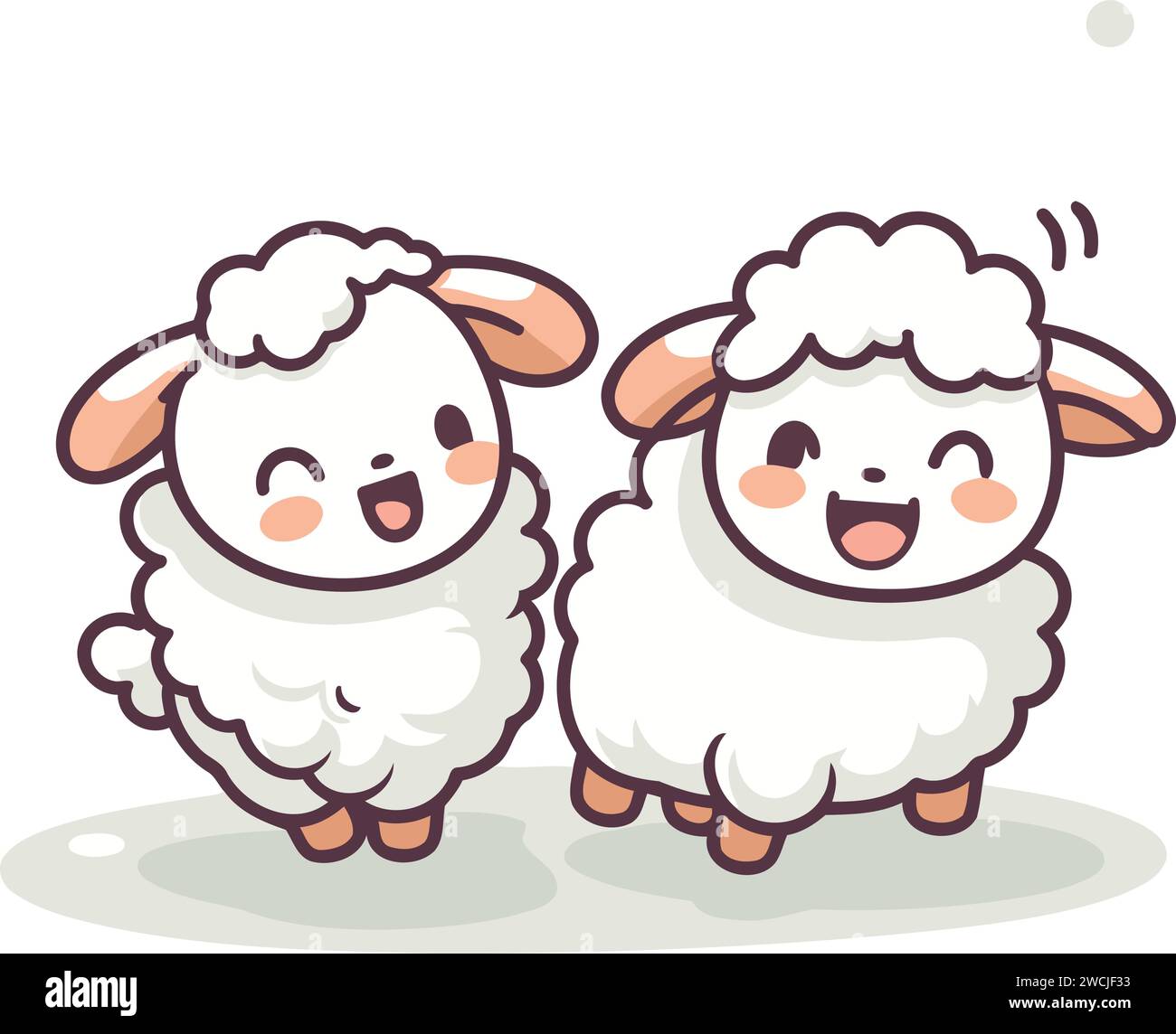 Carine pecore da cartoni animati. Illustrazione vettoriale di due buffi sheep. Illustrazione Vettoriale