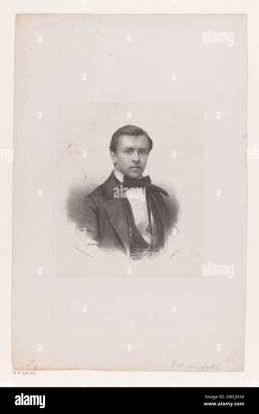 Portret Van Helenus Marius van Andel, Johan Hoffmeister, 1843 - 1863 tipografia: Netherlandsprinter: The Hague paper. persone storiche (+ (ritratto completo) del busto) Foto Stock