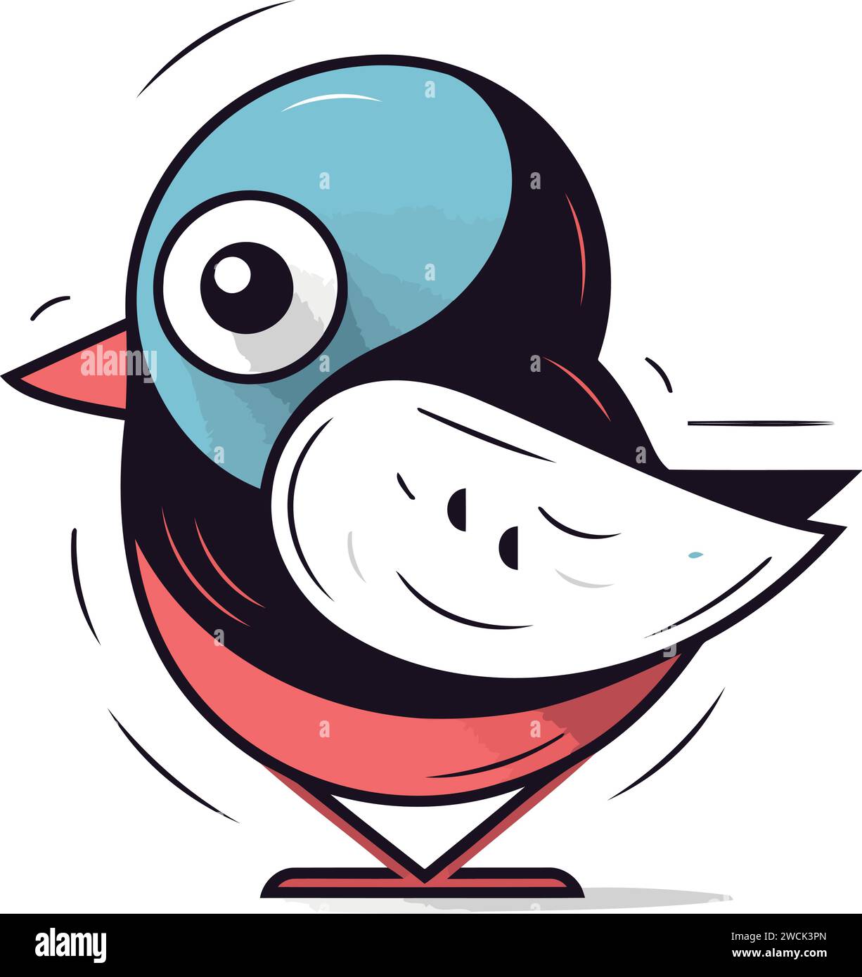 Illustrazione vettoriale di un grazioso pinguino da cartoni animati con un occhio grande. Illustrazione Vettoriale