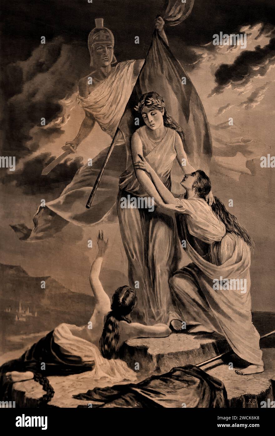 L'annessione della Tessaglia 1881 Museo Nazionale di storia Atene ( l'annessione della regione della Tessaglia alla Grecia fu un punto di svolta nell'organizzazione e nella vita dei musulmani nella regione. La Tessaglia non entrò a far parte della Grecia dopo una rivoluzione o un conflitto militare, ma dopo lunghi negoziati con lo Stato ottomano, condotti sotto gli auspici delle grandi potenze dell'epoca. Circa 40.000 musulmani vivevano in Tessaglia (l'11% della popolazione totale della regione) prima dell'annessione della regione alla Grecia, e sia l'Impero ottomano che le grandi potenze costrinsero i greci Foto Stock