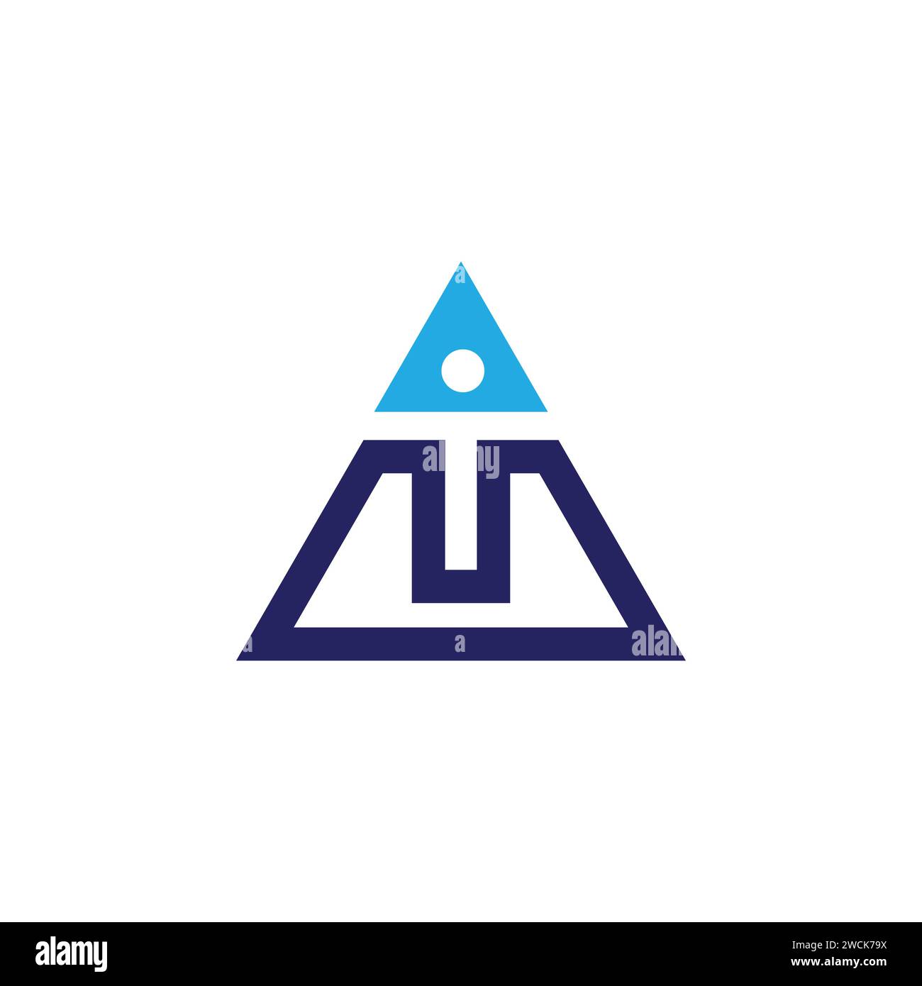Lettera iniziale del triangolo creativo IN CORRISPONDENZA DEL logo tipografico. Lettera iniziale SUL logo all'interno della forma a triangolo isolata su sfondo bianco Illustrazione Vettoriale