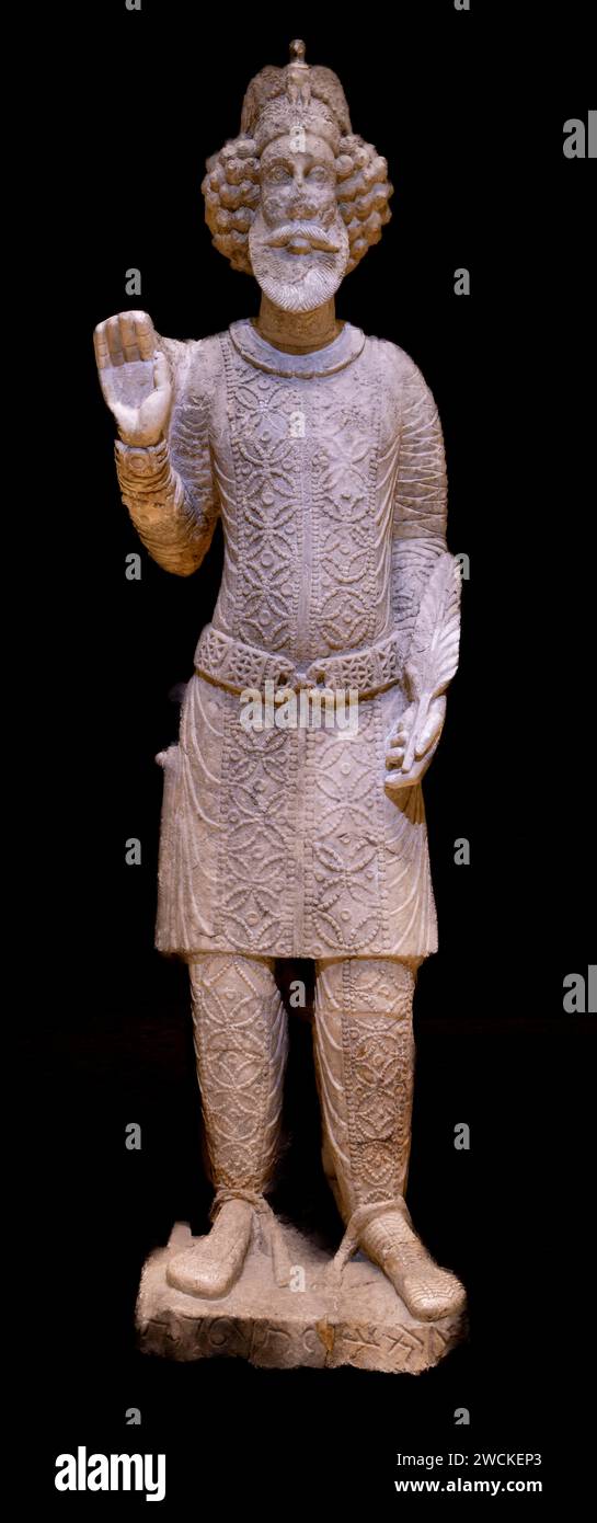 Statua partica/Hatran del re Sanatruq di Hatra, Iraq, ora al Museo dell'Iraq, Baghdad. Foto Stock