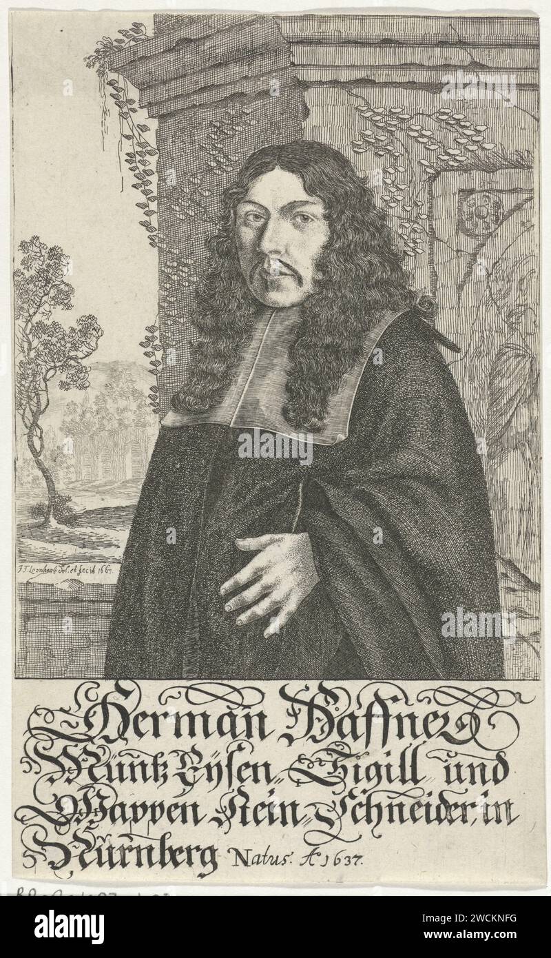 PortraT van Hermann Haffner, Johann Friedrich Leonard, 1667 stampa Ritratto di Hermann Haffner, scultore a Norimberga. incisione su carta Foto Stock