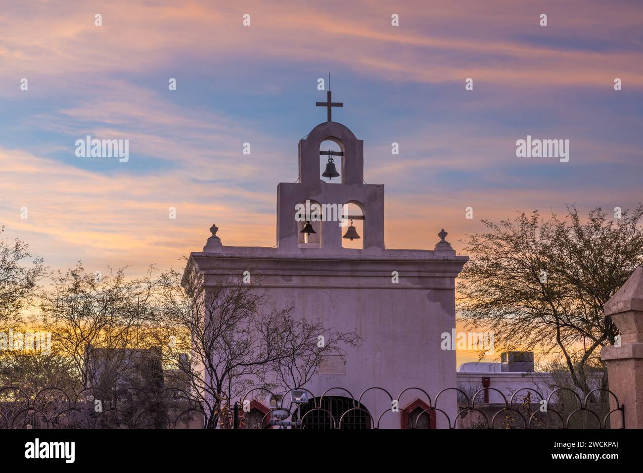 Dettaglio della cappella mortuaria della missione San Xavier del Bac, Tucson Arizona. Foto Stock