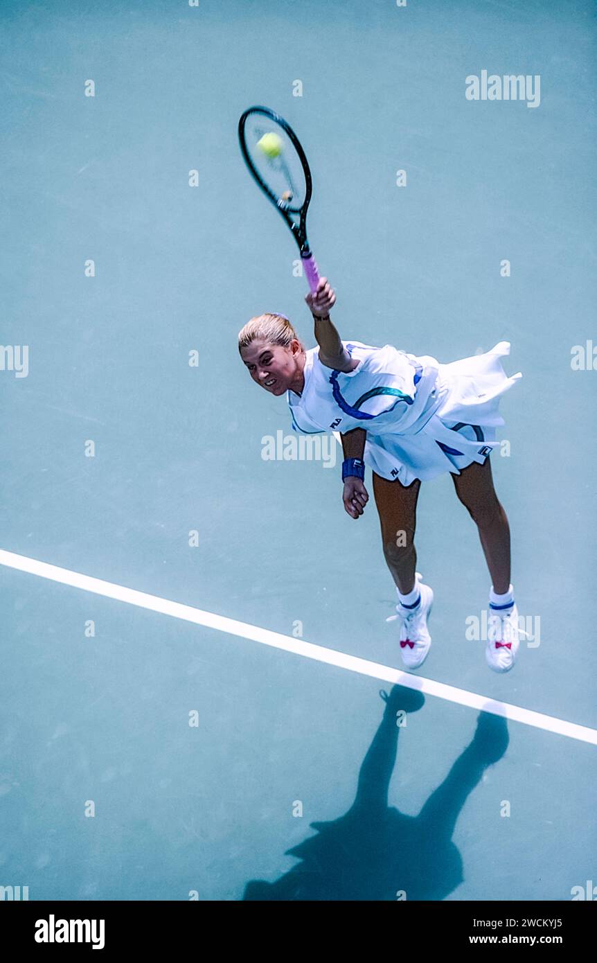 Monica Seles (USA) partecipa agli US Open Tennis 1989. Foto Stock