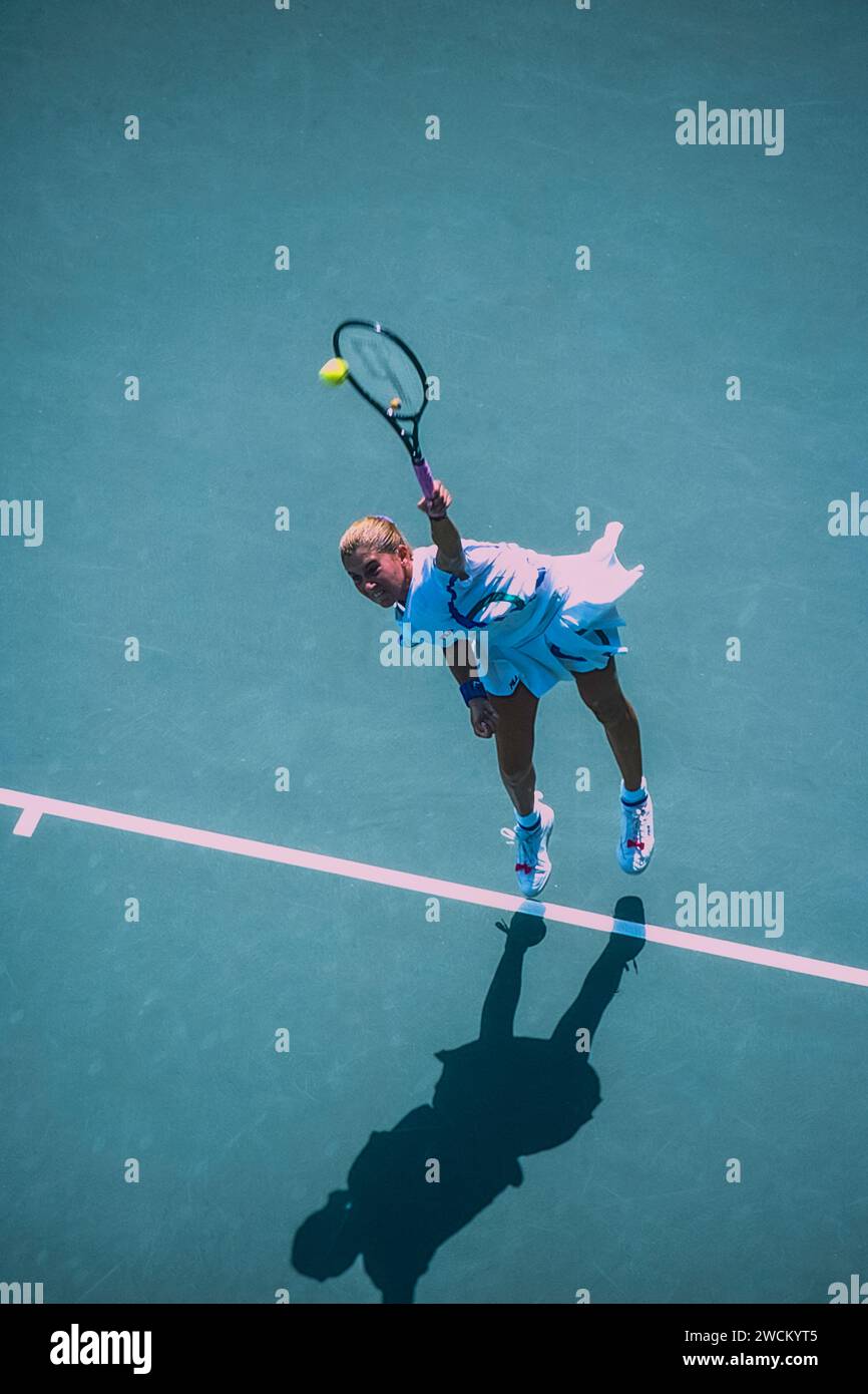 Monica Seles (USA) partecipa agli US Open Tennis 1989. Foto Stock