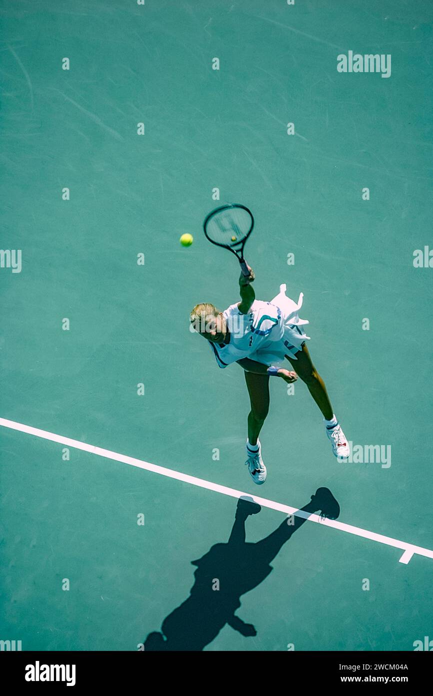 Monica Seles (USA) partecipa agli US Open Tennis 1989. Foto Stock