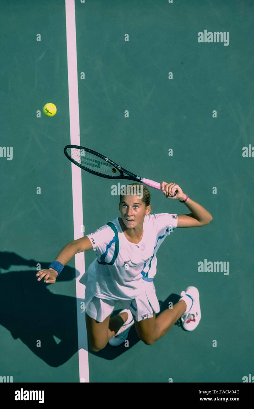 Monica Seles (USA) partecipa agli US Open Tennis 1989. Foto Stock