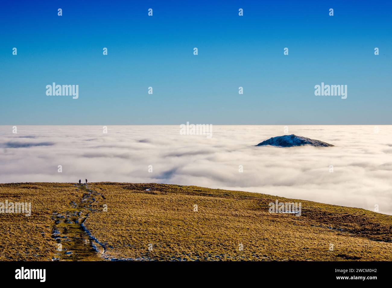 Ill Bell, una collina nelle colline orientali del Lake District National Park, appena visibile sopra un mare di nuvole Foto Stock