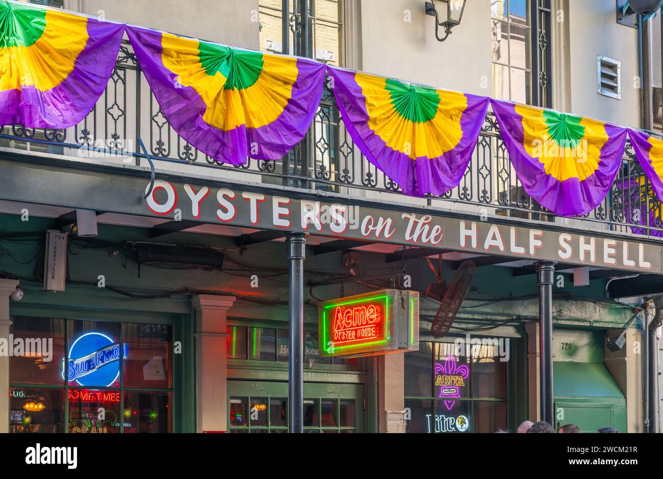 Il ristorante Acme Oyster House serve piatti creoli e cajun dal 1910 a New Orleans, Louisiana, USA. Foto Stock