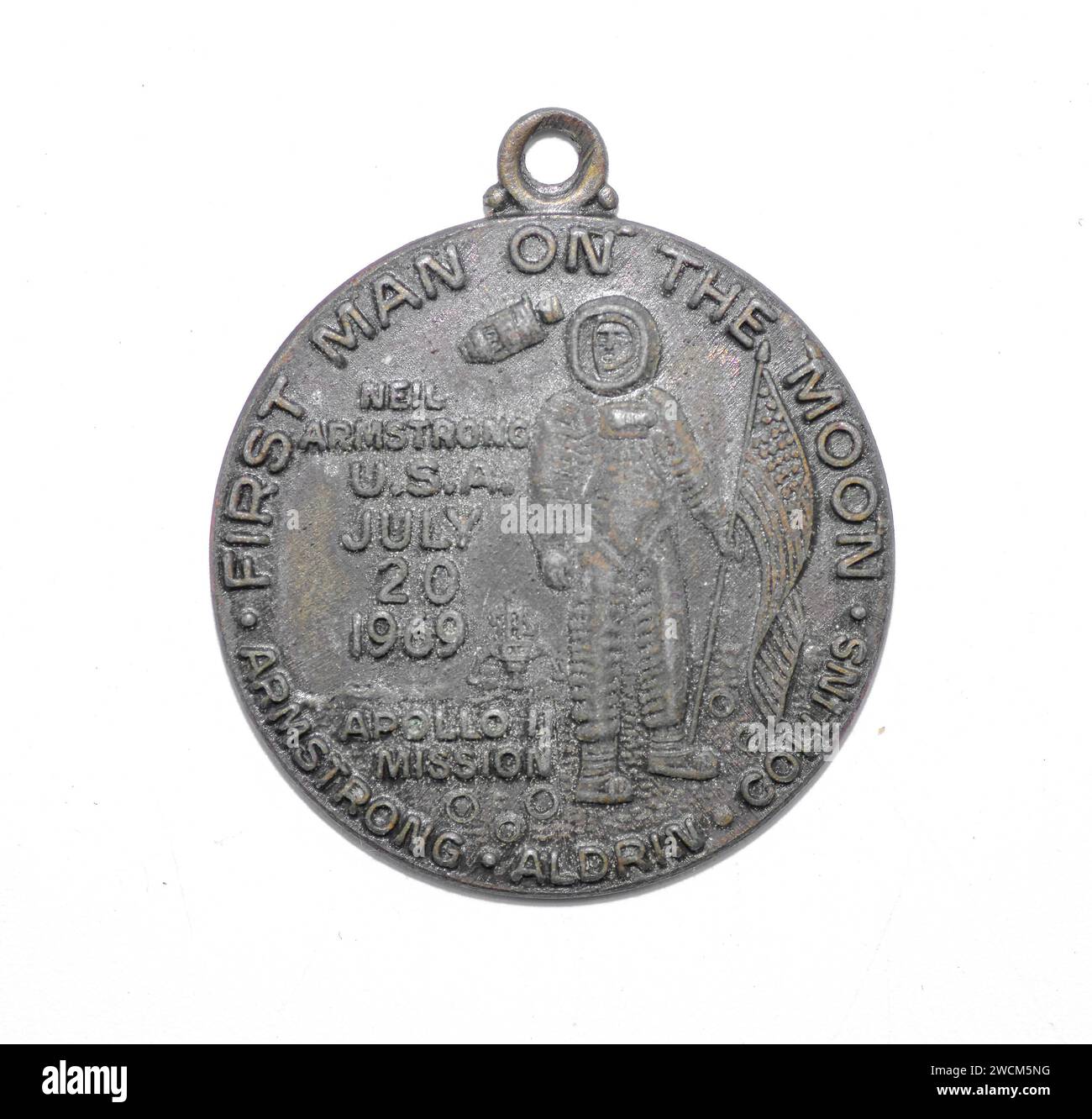 Ocala, FL 1-15-2023 1969 First Man on the Moon - One Small Step for Man Apollo 11, medaglione di missione Neil Armstrong, Buzz Aldrin, Collins, 20 luglio 1969 Foto Stock