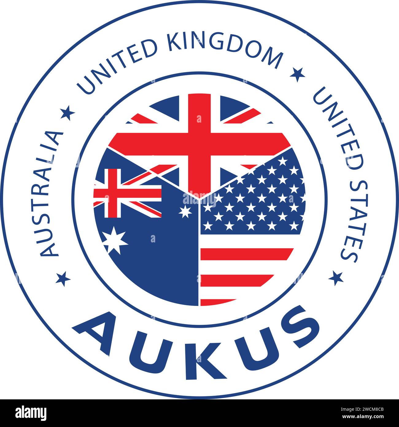 Logo Aukus Alliance, partnership di sicurezza trilaterale per la regione Indo-Pacifico, illustrazione vettoriale Illustrazione Vettoriale