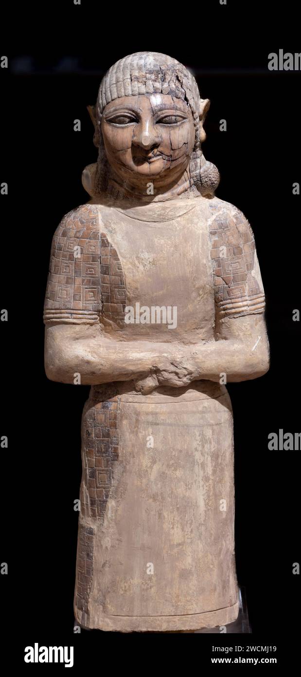 c. dal IX al VII secolo a.C. statuetta in avorio di un assiro, parte dei cosiddetti avori Nimrud, Iraq Museum, Baghdad Foto Stock