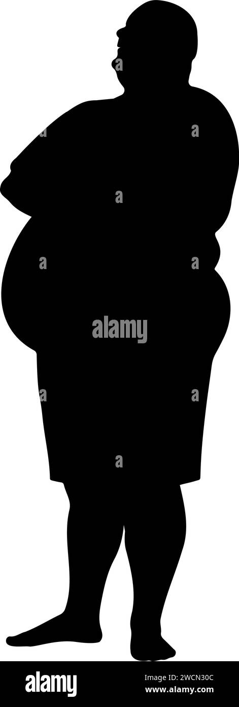 Una silhouette da uomo obeso in piedi. Illustrazione vettoriale Illustrazione Vettoriale