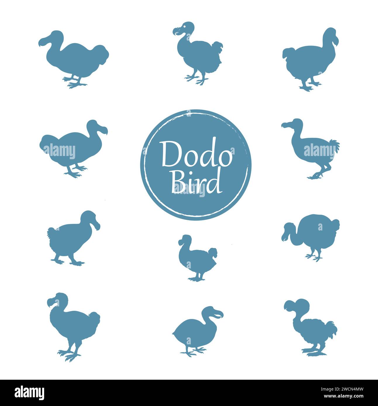 Collezione Dodo Bird silhouette Illustrazione Vettoriale