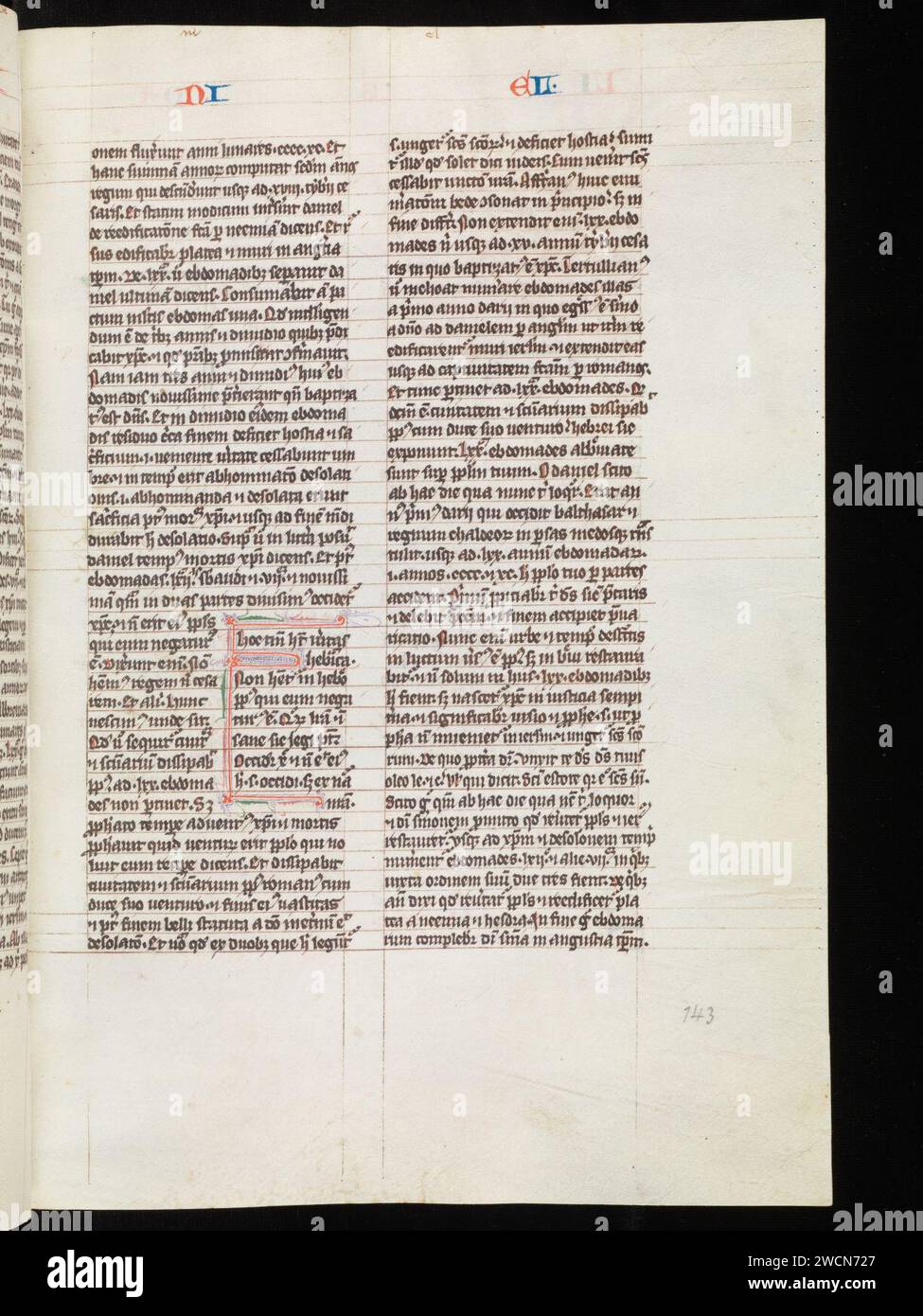 Aarau, Aargauer Kantonsbibliothek, MsWettF 9, F. 143r – Petrus Comestor, Alexander de Villa dei, Petrus Pictaviensis. Foto Stock