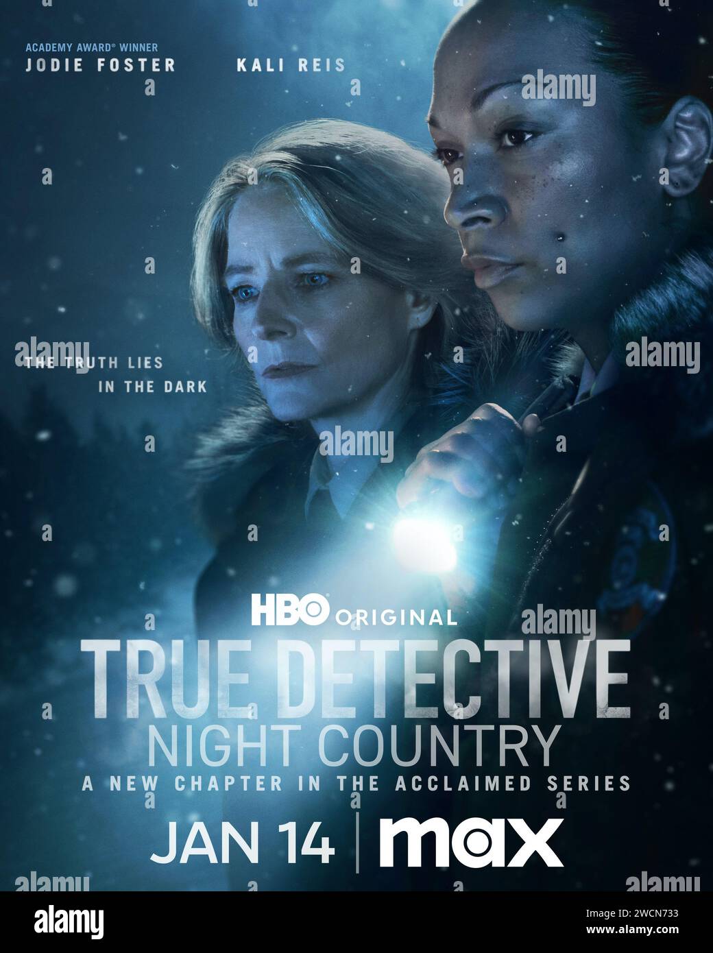 Il poster Jodie Foster & Kali Reis, vero Detective Night Country Foto Stock