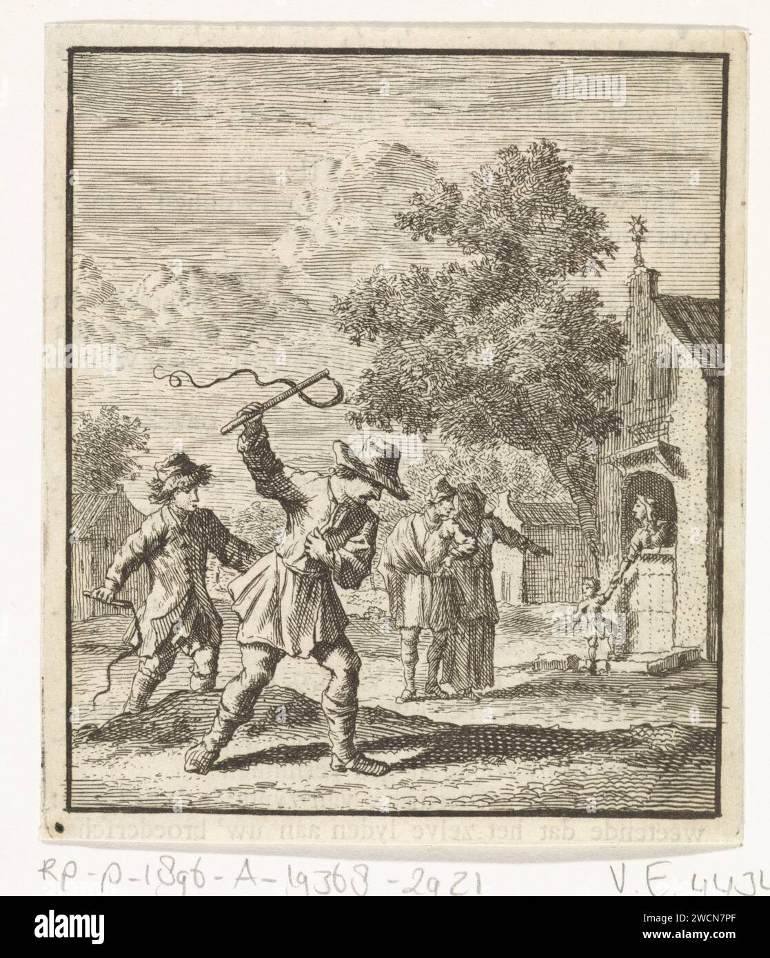 Bambini che giocano con le fruste, Zacharias Chatelain (II), dopo Jan Luyken, 1712 stampa Amsterdam paper etching / tipografia. giochi e giochi per bambini Foto Stock